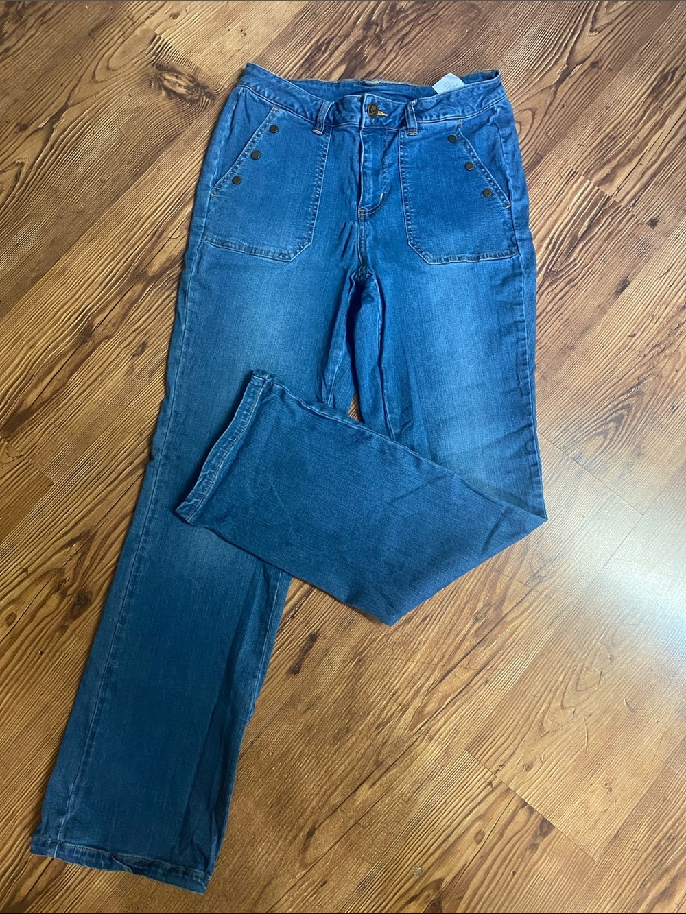Belle by Kim Gravel Women's Blue Straight Leg Jeans